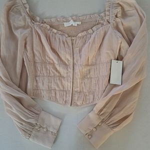 Astr Pink Long Sleeve Crop Top